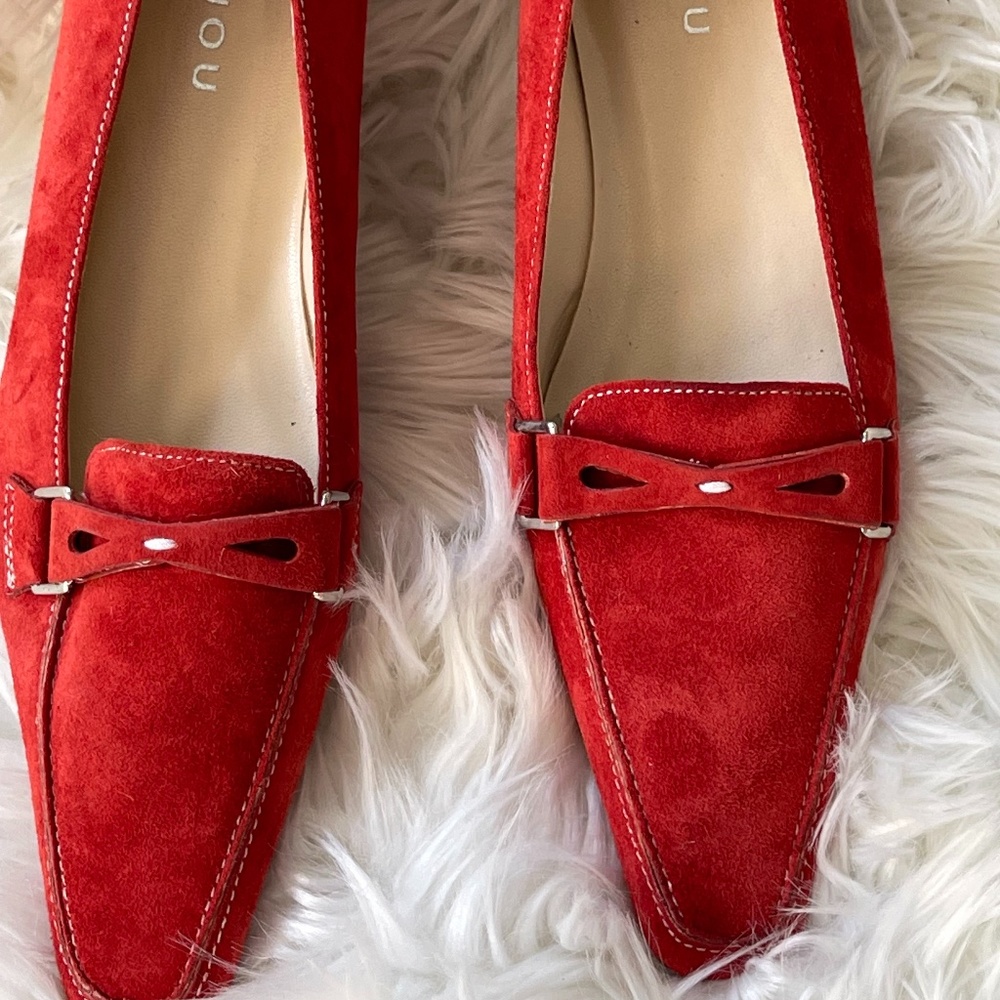 Red Suede Leather Bijou $15 Sz 7 Excellent Condition